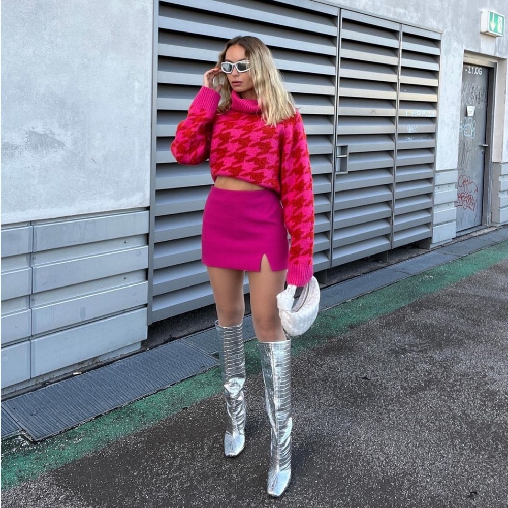 NWT Zara Metallic Laminated Boots